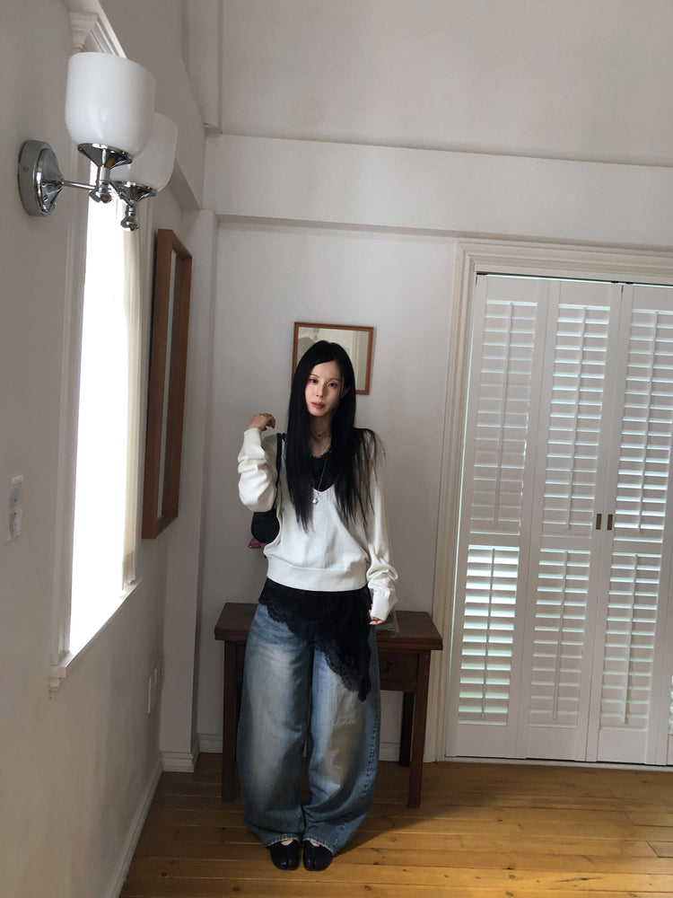 美色深V寬鬆針織衫