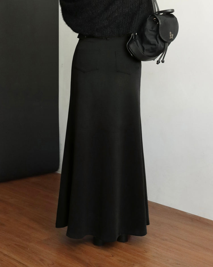 [bypurple.made] cloud maxi skirt-black
