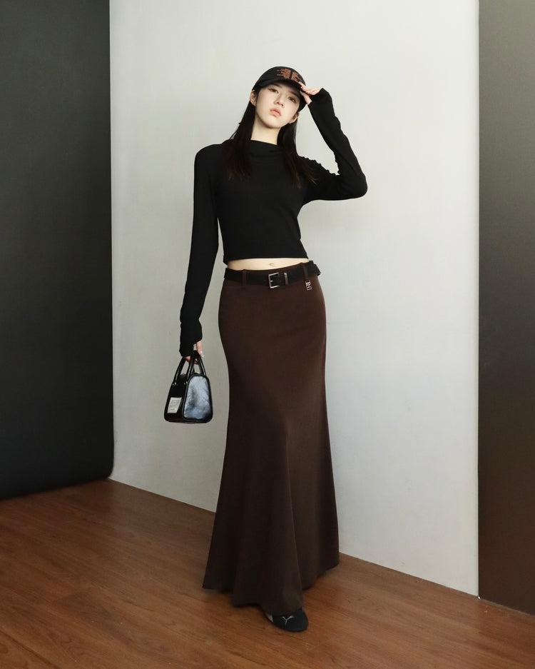 [bypurple.made] cloud maxi skirt-chocolate