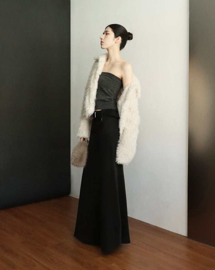 [bypurple.made] cloud maxi skirt-black