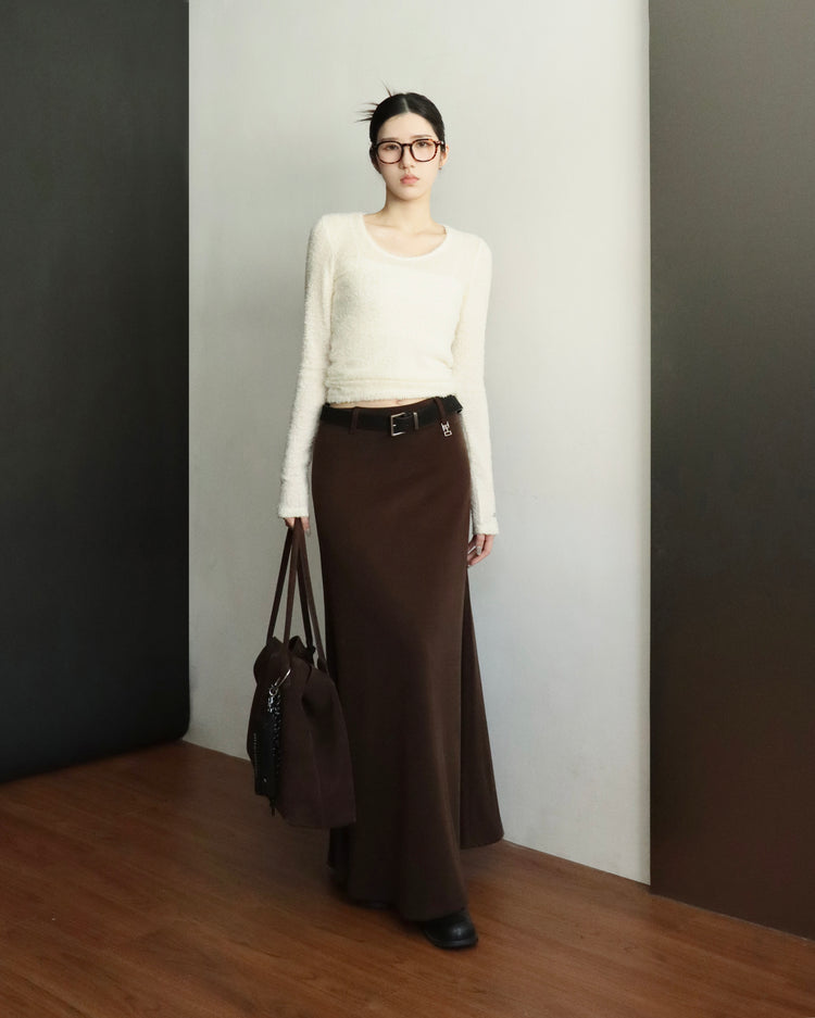[bypurple.made] cloud maxi skirt-chocolate