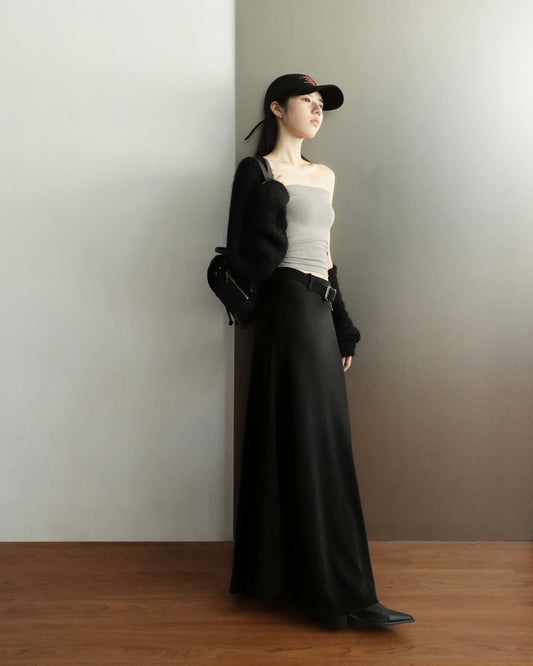 [bypurple.made] cloud maxi skirt-black