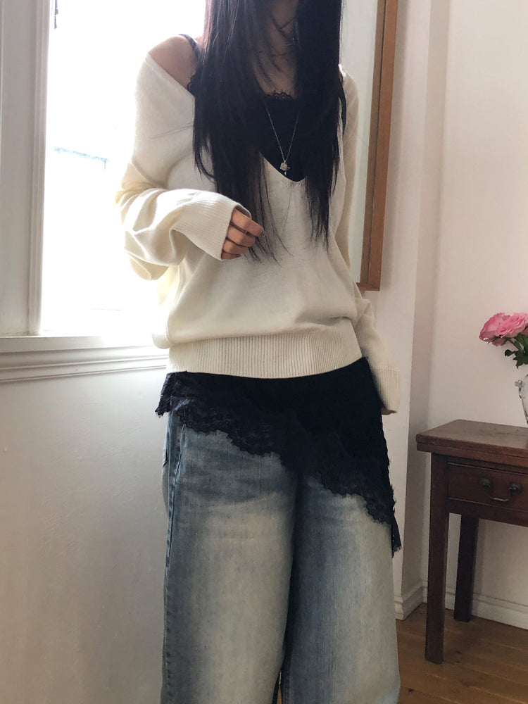 美色深V寬鬆針織衫