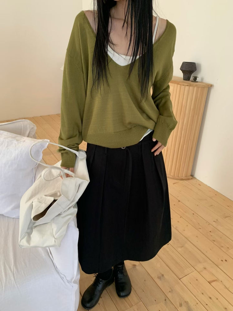 美色深V寬鬆針織衫