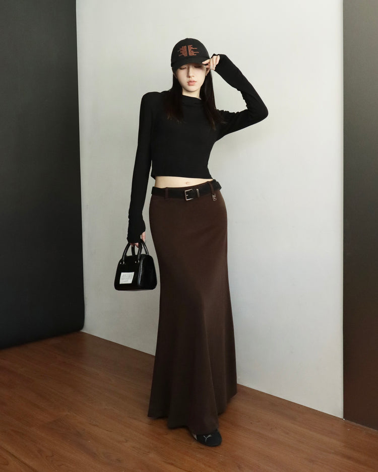 [bypurple.made] cloud maxi skirt-chocolate