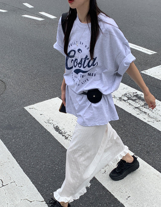 復古圖案休閒oversize t