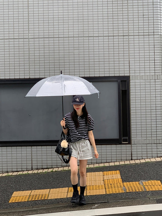 翻領條紋束口上衣