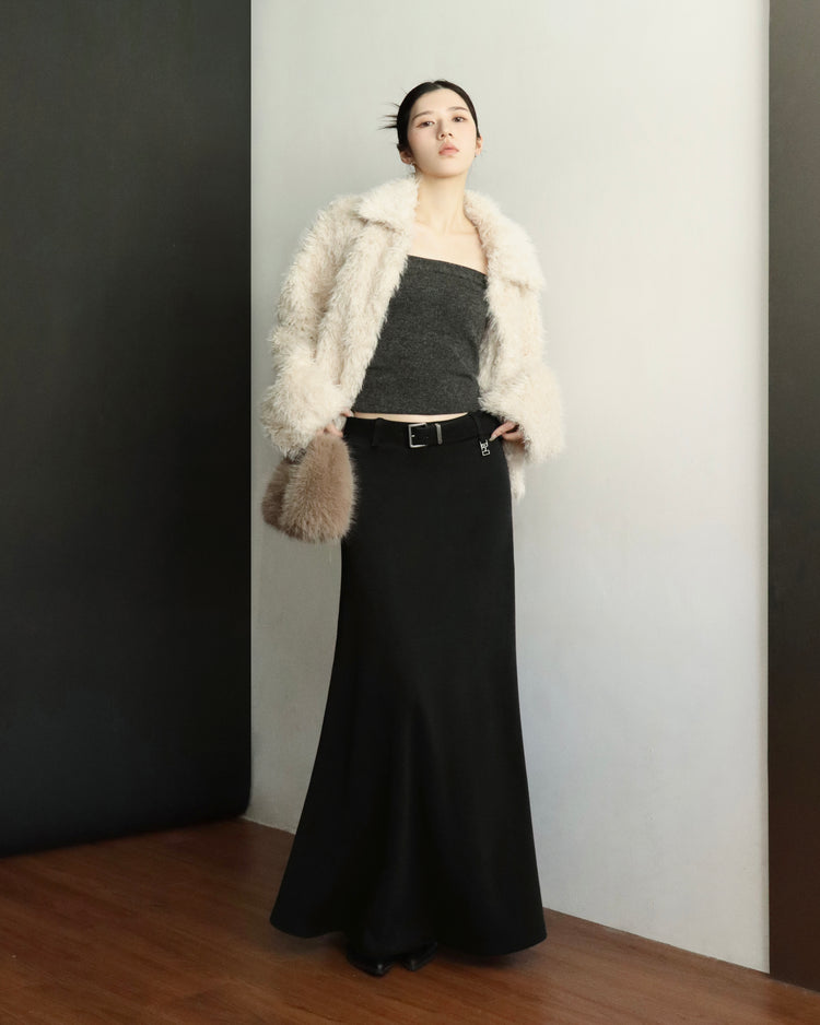 [bypurple.made] cloud maxi skirt-black