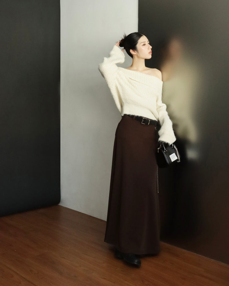 [bypurple.made] cloud maxi skirt-chocolate