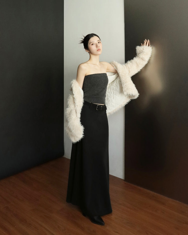 [bypurple.made] cloud maxi skirt-black