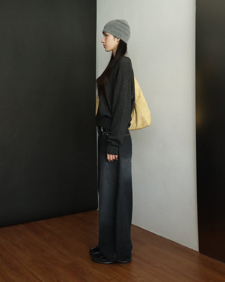 復古側鉚釘細節繭型褲