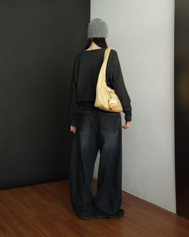 復古側鉚釘細節繭型褲