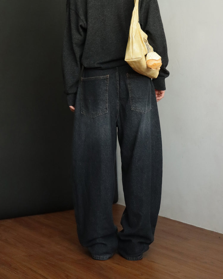 復古側鉚釘細節繭型褲