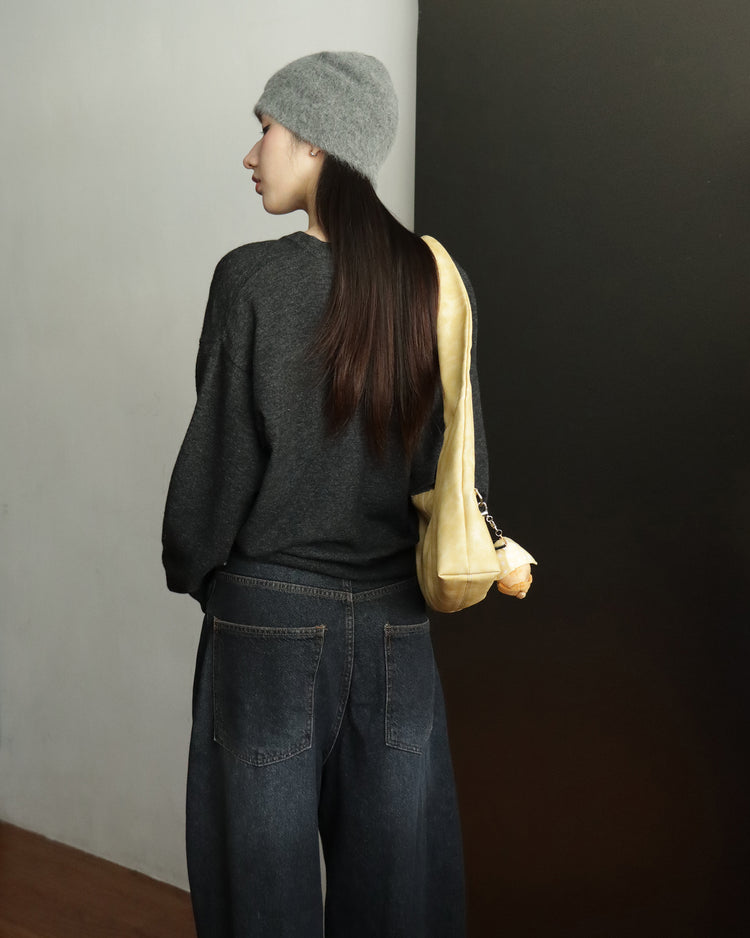 復古側鉚釘細節繭型褲