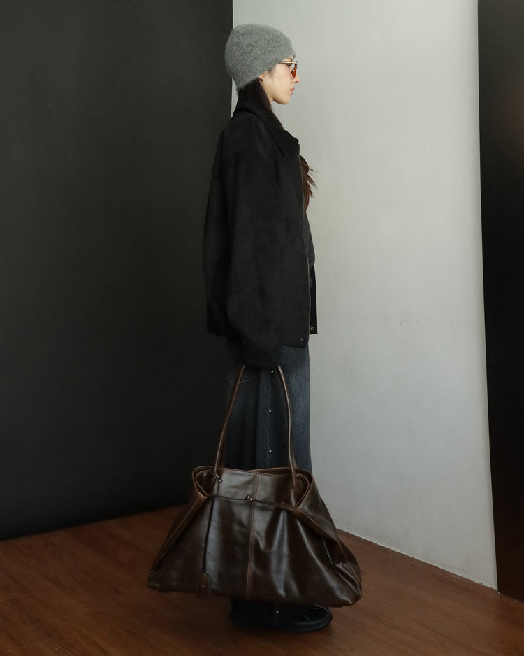 復古側鉚釘細節繭型褲