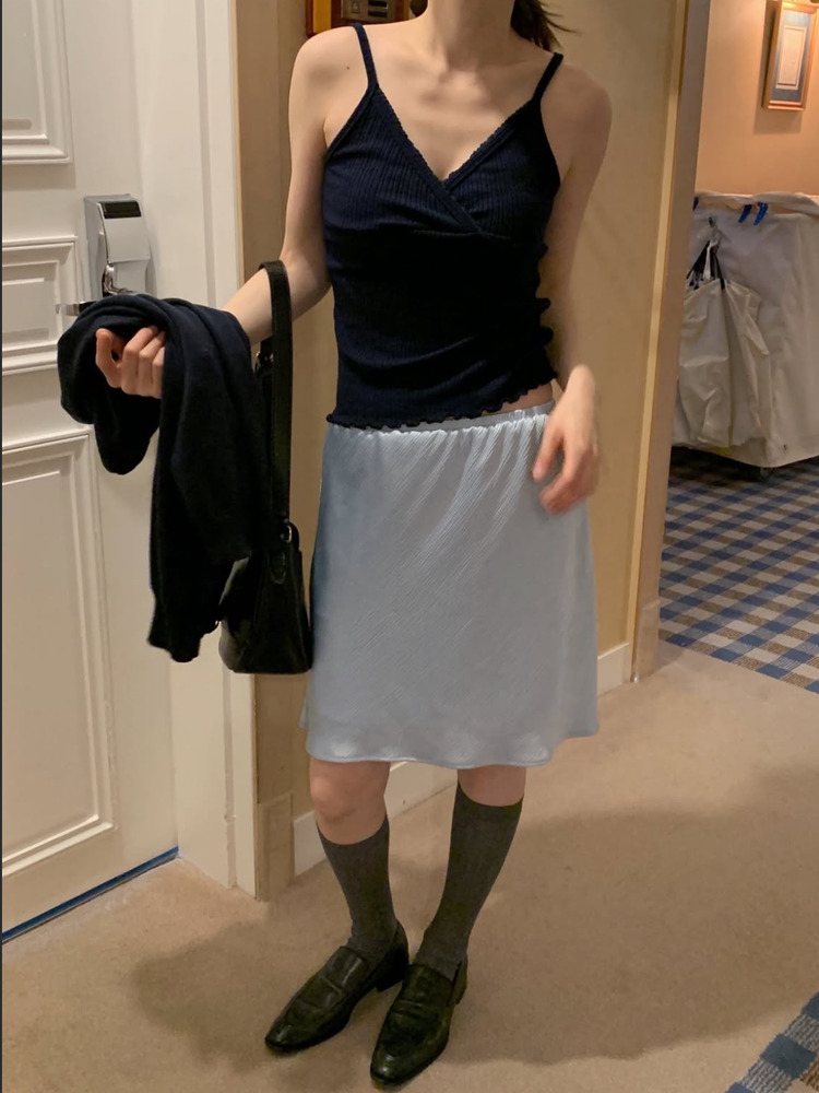 霧光澤紋理短裙