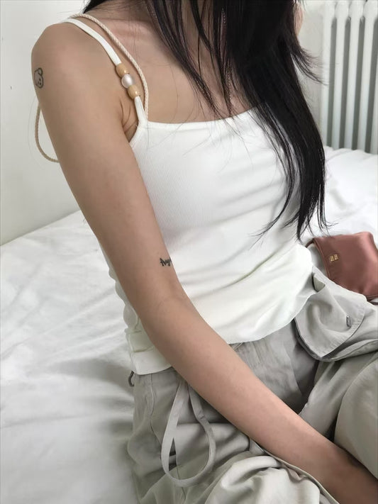 雙層串珠麻繩細節背心
