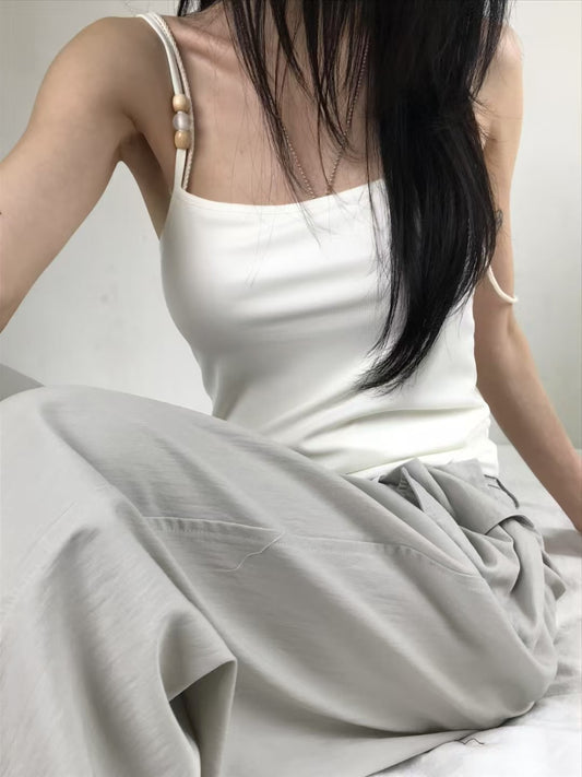 雙層串珠麻繩細節背心