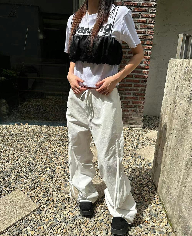 (現)抓皺綁帶細節cargo pant