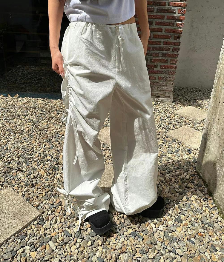 (現)抓皺綁帶細節cargo pant