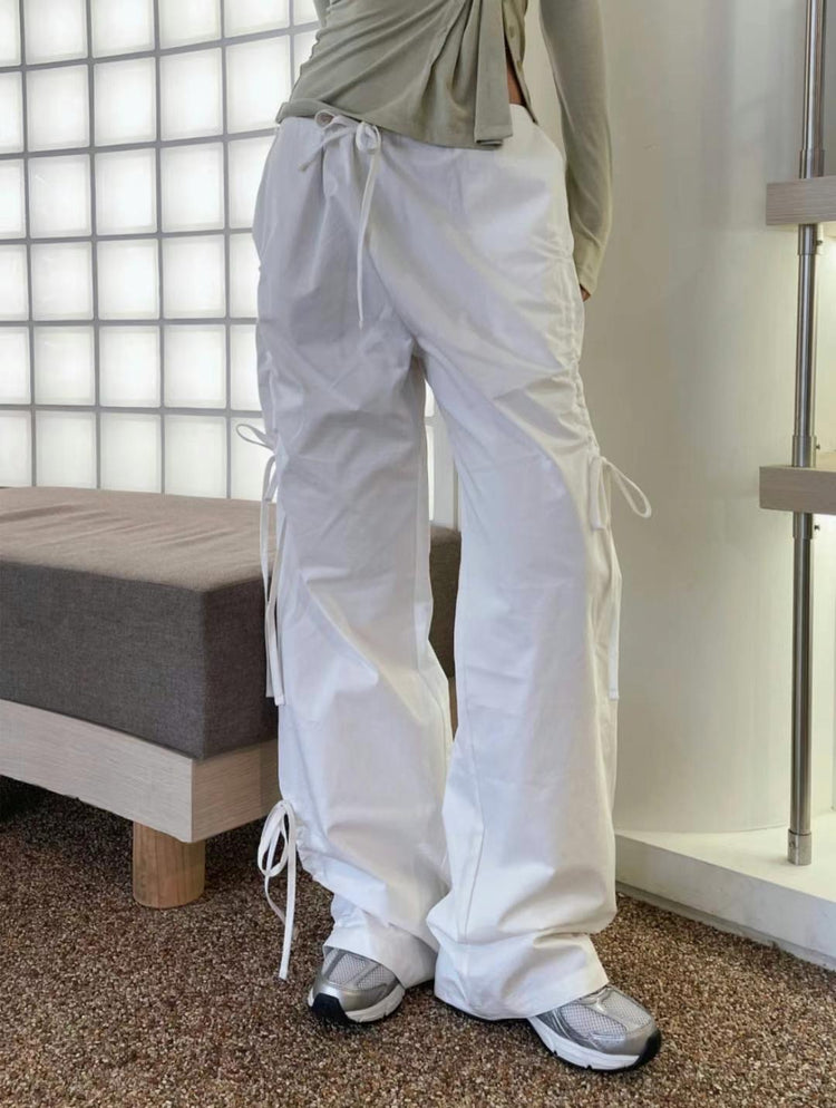 (現)抓皺綁帶細節cargo pant