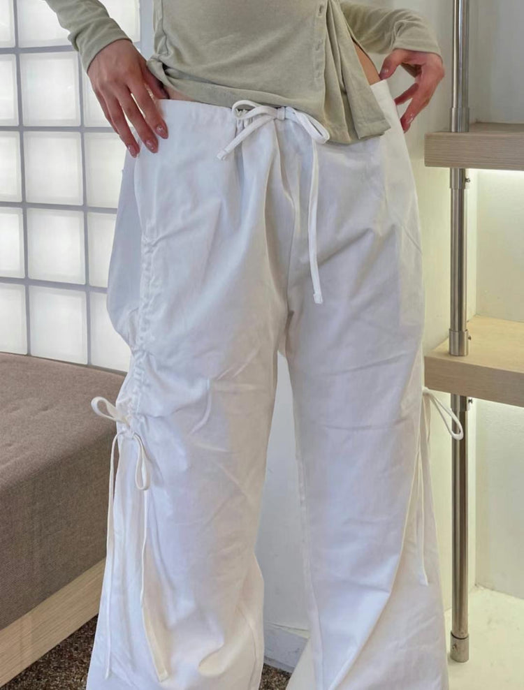 (現)抓皺綁帶細節cargo pant