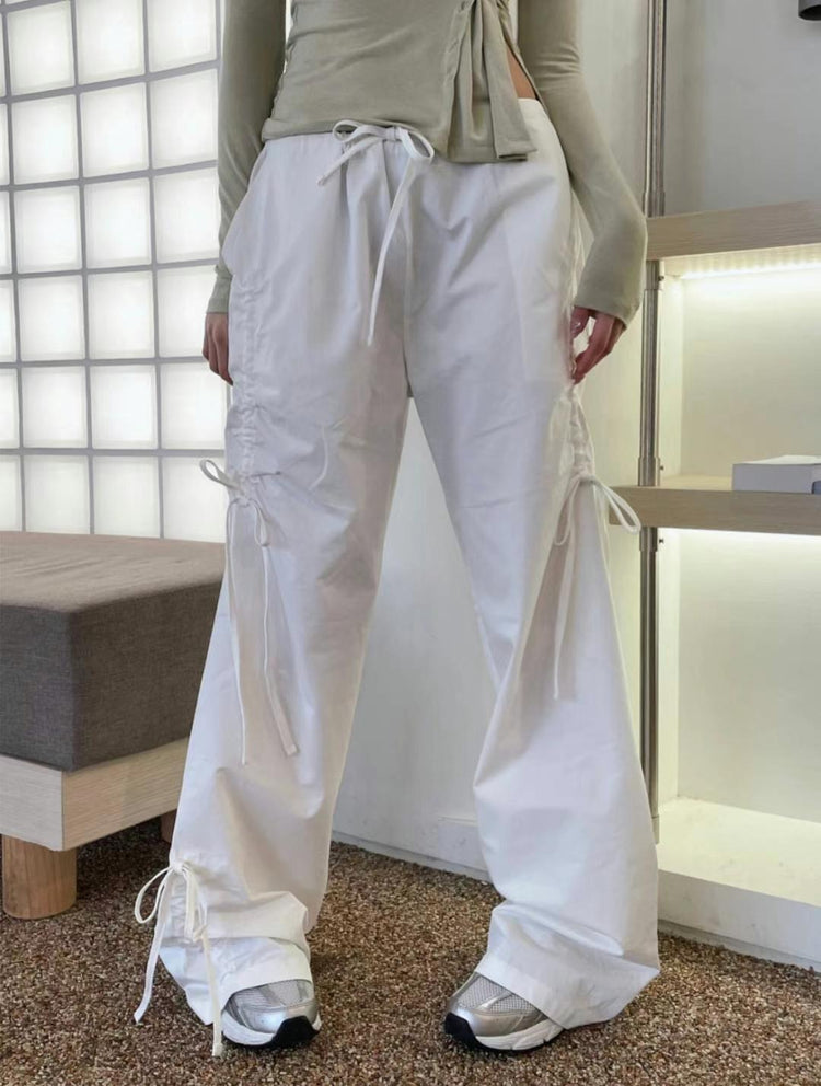 (現)抓皺綁帶細節cargo pant