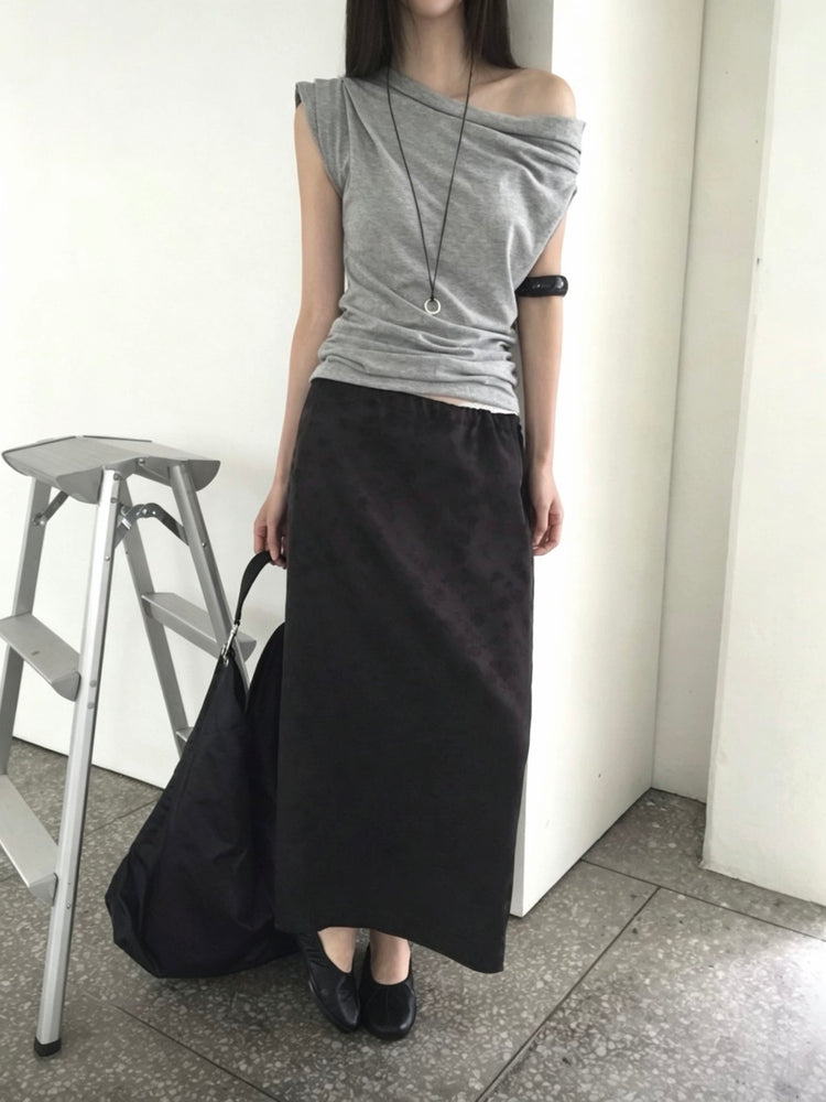 美肩抓皺細節修身上衣