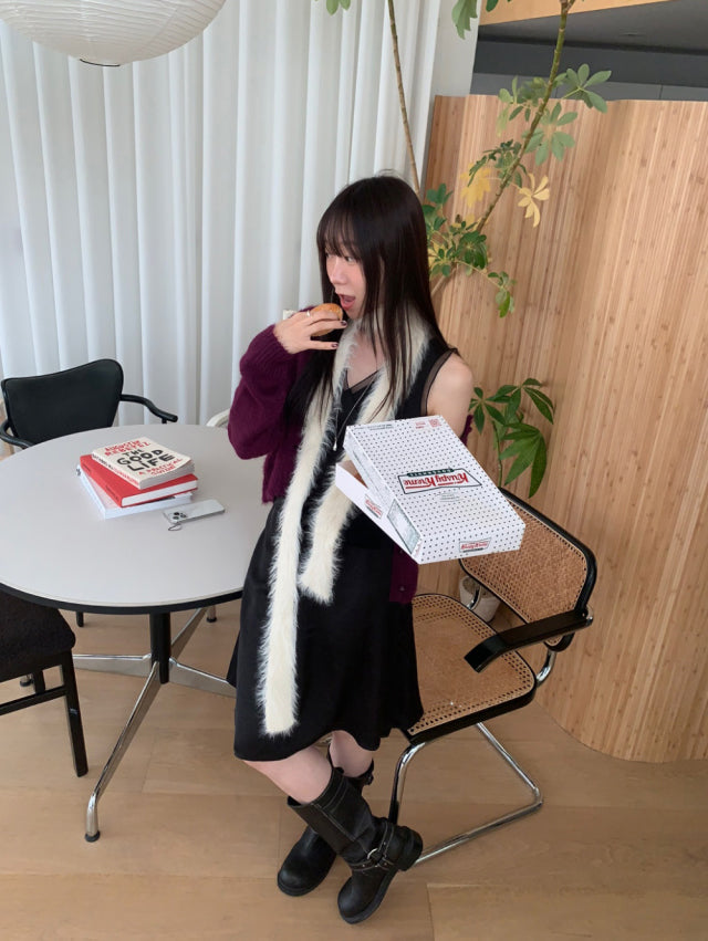 極美雙層透細節綁帶連身裙