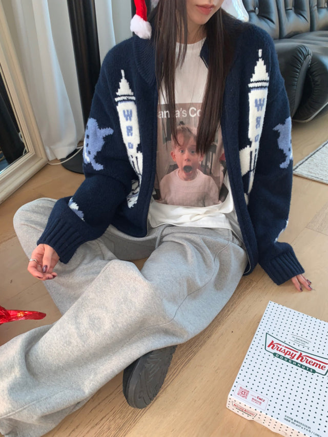 Unisex圖案針織外套