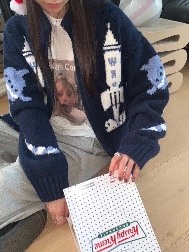 Unisex圖案針織外套