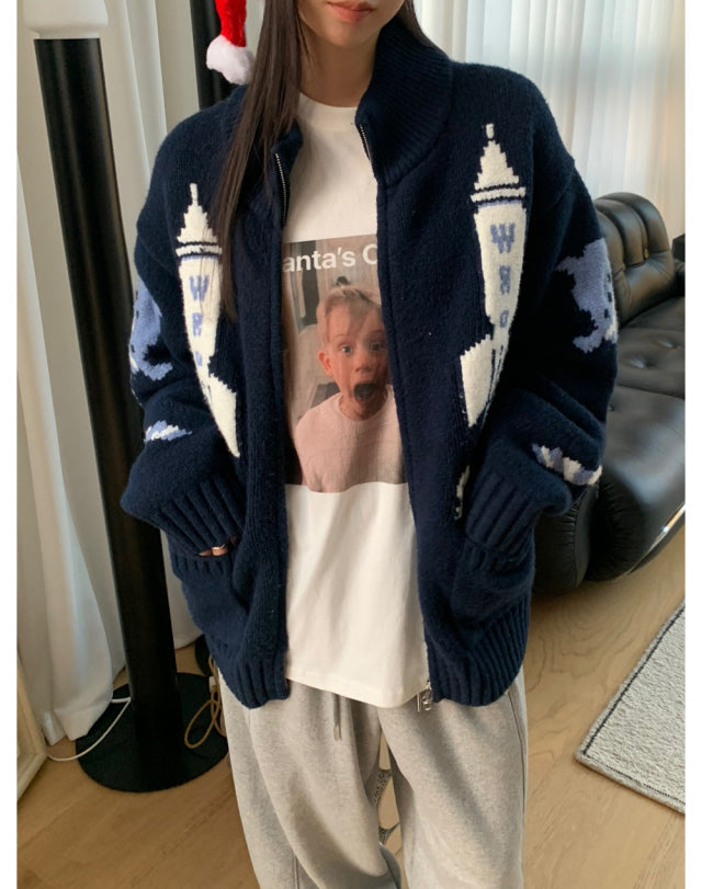 Unisex圖案針織外套