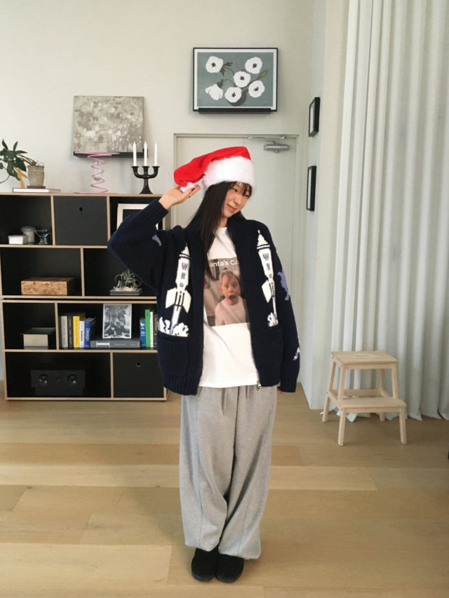 Unisex圖案針織外套