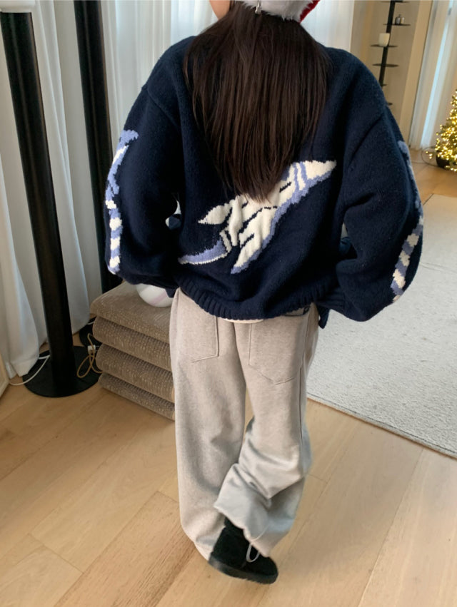 Unisex圖案針織外套