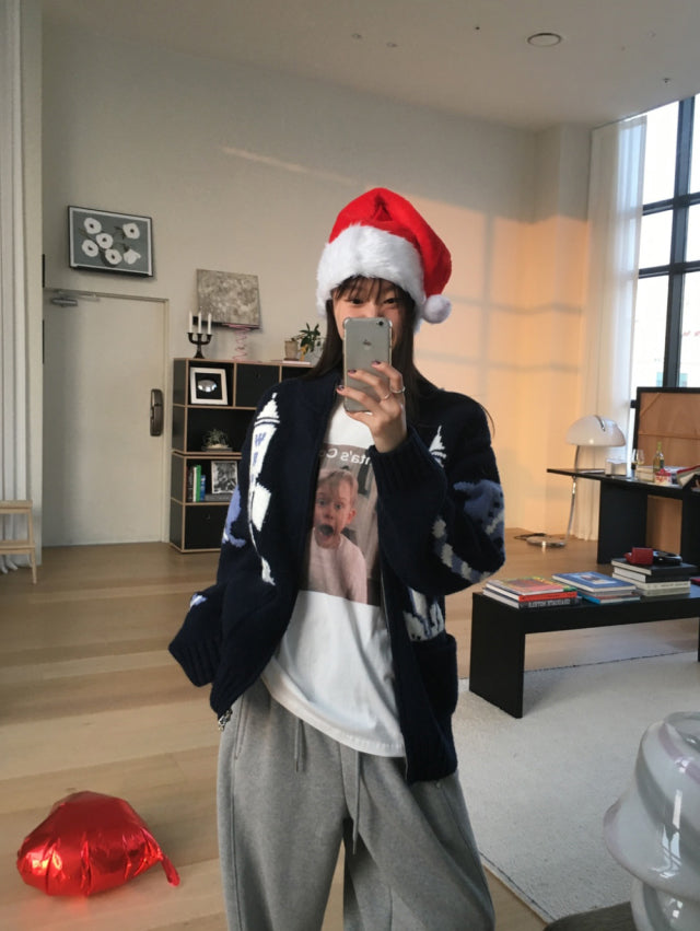 Unisex圖案針織外套