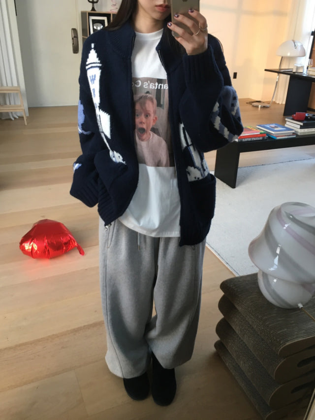 Unisex圖案針織外套