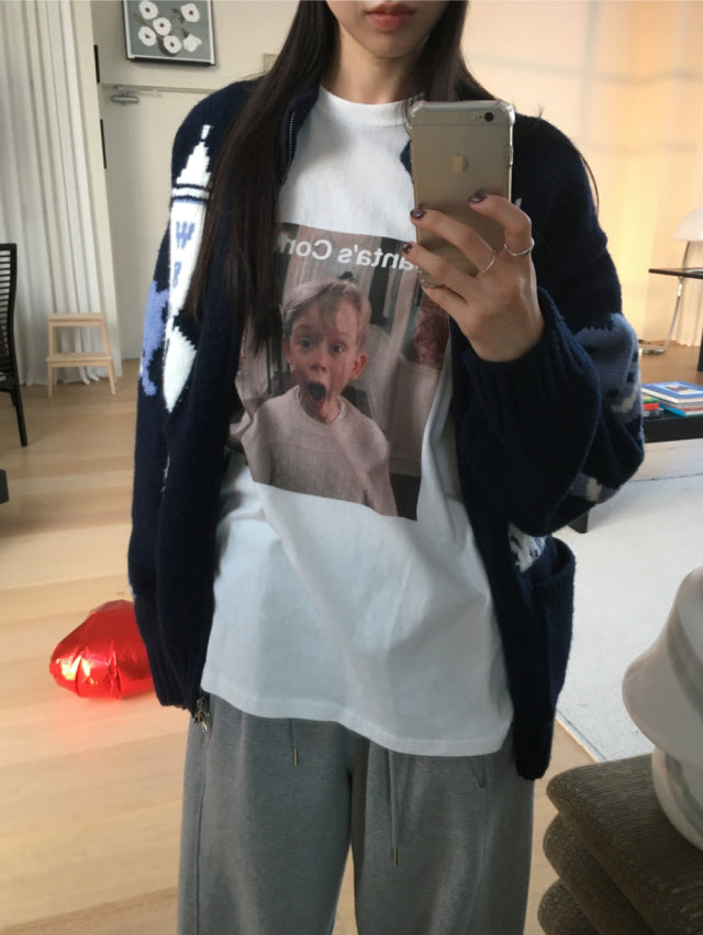 Unisex圖案針織外套