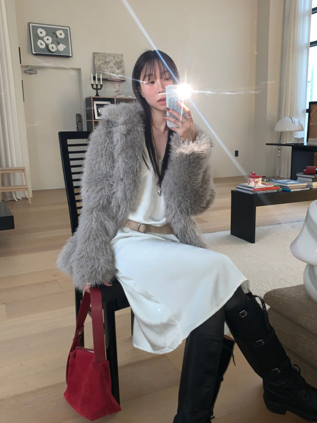 極美雙層透細節綁帶連身裙