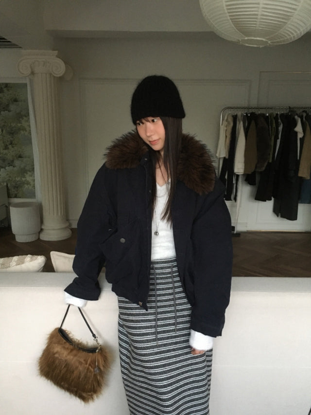 撞色條紋反折垂帶及踝裙