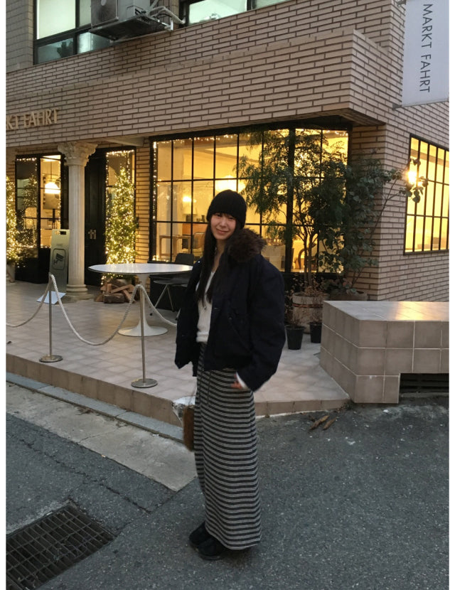 撞色條紋反折垂帶及踝裙