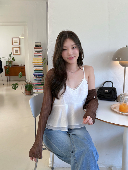 透紗感雙層細節背心