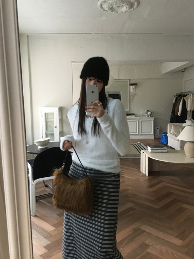 撞色條紋反折垂帶及踝裙