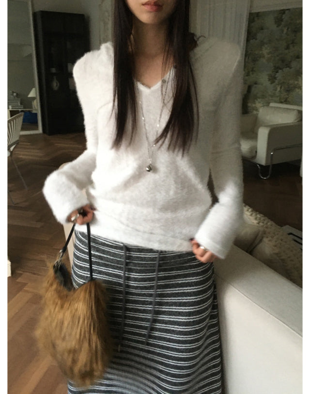 撞色條紋反折垂帶及踝裙