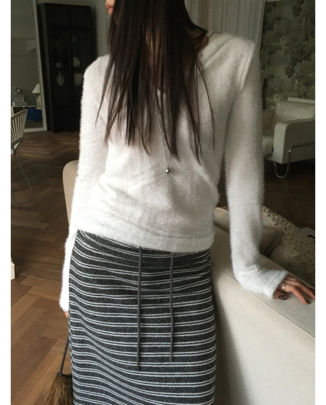 撞色條紋反折垂帶及踝裙