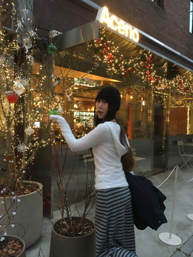 撞色條紋反折垂帶及踝裙