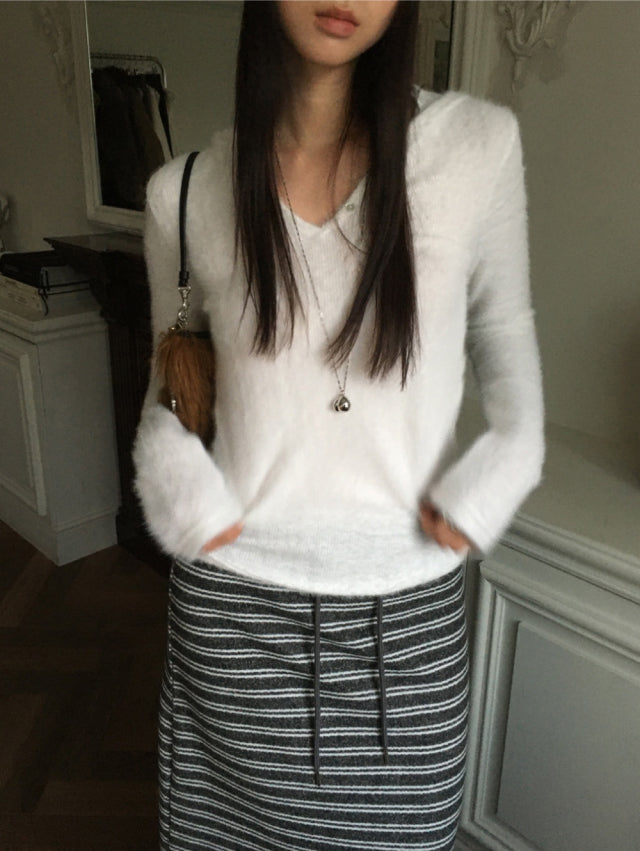 撞色條紋反折垂帶及踝裙