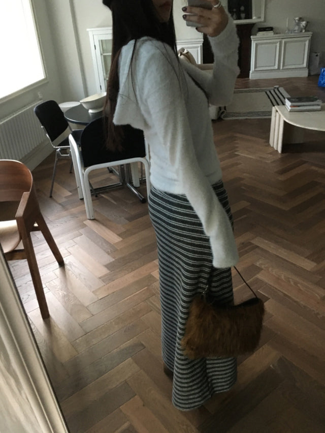 撞色條紋反折垂帶及踝裙