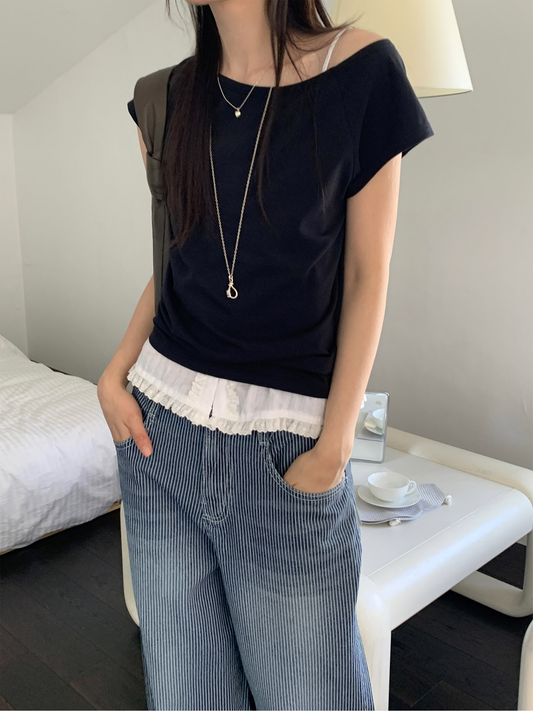 船領兩穿美肩細節上衣