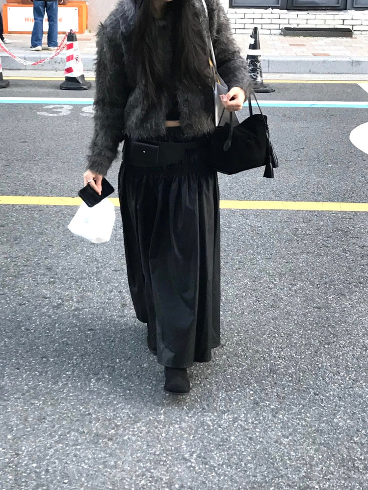 混色翻領排鈕毛絨外套