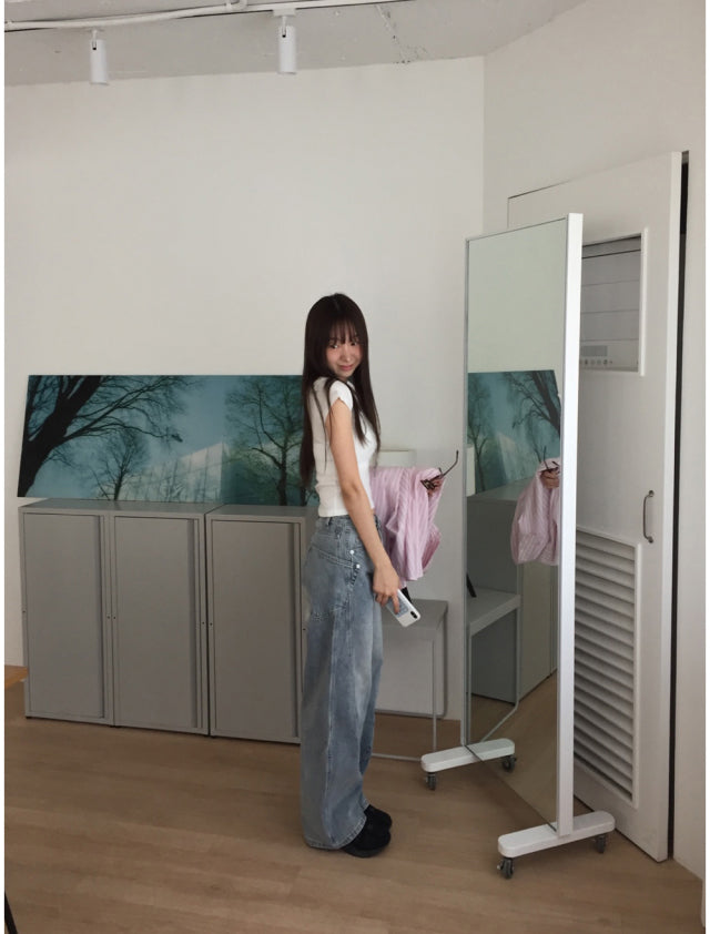美色條紋寬鬆基礎襯衫